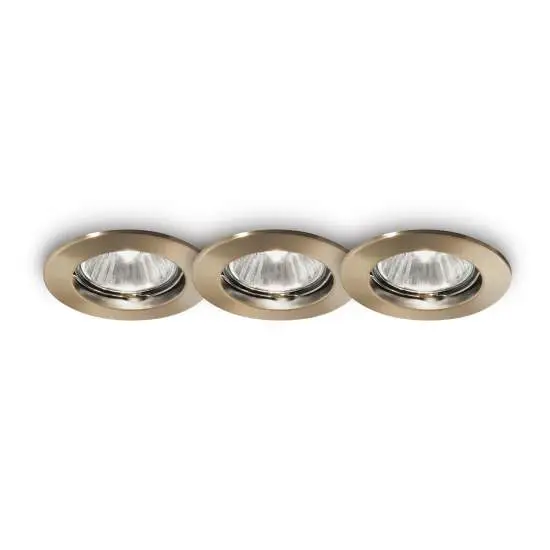 3 Faretti Da Incasso Moderno Jazz Metallo Ottone Brunito 1 Luce Gu10 Confezione da 3 | Ideal Lux
