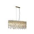 Lampadario a Sospensione Metallo Ottone Satinato Cristallo 8 Luci E14 IP20 | SearchLight