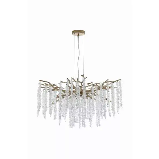 Lampadario a Sospensione Ciondolo Metallo Oro Cristallo 10 Luci G9 IP20 | SearchLight