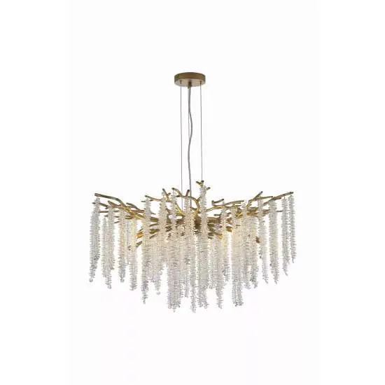Lampadario a Sospensione Ciondolo Metallo Oro Cristallo 10 Luci G9 IP20 | SearchLight