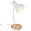Lampada Da Tavolo Moderna Prep Metallo Bianco Legno E14 | Briloner