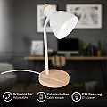 Lampada Da Tavolo Moderna Prep Metallo Bianco Legno E14 | Briloner
