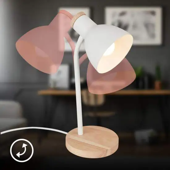 Lampada Da Tavolo Moderna Prep Metallo Bianco Legno E14 | Briloner