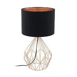 Lampada da Tavolo Contemporanea Pedregal 1 Acciaio Rame Tessuto Nero 1 E27