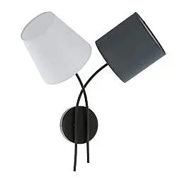 Applique Moderna Almeida Acciaio Tessuto Bianco Nero 2 Luci E14