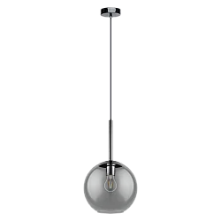 Lampada a Sospensione Moderna Tindari Metallo Vetro Nero Fumé 1 Luce E27
