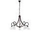 Lampadario 5 Luci Dallas BeLight Ferro Battuto Nero Ruggine Vetro Bianco 