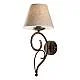 Applique 1 Luce Vienna Ferro Marrone E Oro Con Paralume In Pvc