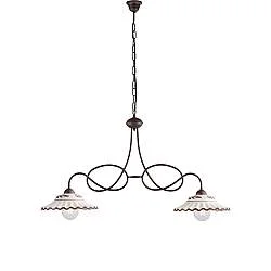 Bilanciere Country Chic Bistrot 2 Luci Ruggine Con Ceramica Vietrese