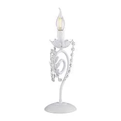 Lumetto Shabby Damasco 1 Luce Ferro Battuto Bianco E Cristalli