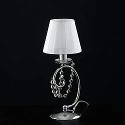 Lumetto Shabby Chic Magda Metallo E Cristallo Cromo 1 Luce E14 Con Paralume