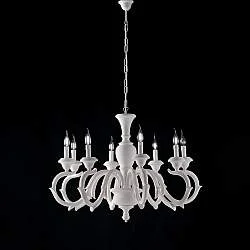 Lampadario Shabby Chic Fiorenza Legno Bianco 8 Luci E14