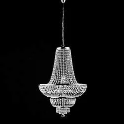 Lampadario Classico Mozart Metallo E Cristallo Cromo 10 Luci E14