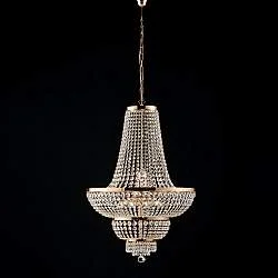 Lampadario Classico Mozart Metallo E Cristallo Oro 10 Luci E14