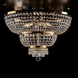 Plafoniera Classica Mozart Metallo E Cristallo Oro 8 Luci E14