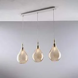 Lampadario Binario Moderno Pluvia Metallo Ambra 3 Luci E27