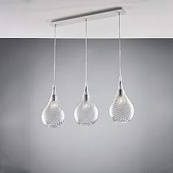 Lampadario Binario Moderno Pluvia Metallo Trasparente 3 Luci E27