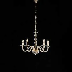 Lampadario Classico Ruben Metallo Oro E Cristallo 5 Luci E14