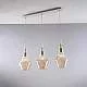 Lampadario Binario Moderno Zeus Metallo Bianco Vetro Ambra 3 Luci E27