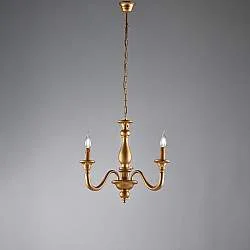 Lampadario Contemporaneo Lucca Legno Oro 3 Luci E14