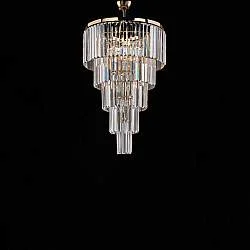 Lampada A Soffitto Moderna Schubert Metallo Oro E Cristallo 7 Luci E14