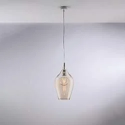 Lampadario Contemporaneo Ares Metallo Ambra 1 Luce E27
