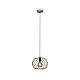 Lampada A Sospensione Vintage Winki Legno Marrone Metallo Nero 1 Luce E27 D.30