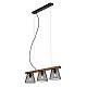 Lampadario A Sospensione Vintage Taunuds Metallo Legno Nero 3 Luci Luci E14
