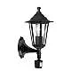 Applique Esterno Classica Laterna 4 Alluminio Nero Sensore 1 Luce E27