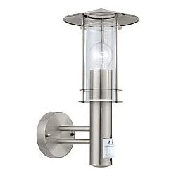 Applique Esterno Contemporanea Lisio Acciaio Argento 1 Luce E27 H36Cm