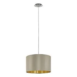 Lampadario A Sospensione Contemporaneo Maserlo Acciaio Nichel Tortora 1 Luce E27