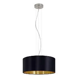 Lampadario A Sospensione Contemporaneo Maserlo Acciaio Nichel Nero 3 Luci E27