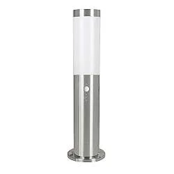 Paletto Esterno Helsinki Acciaio Argento Policarbonato Bianco 1 Luce E27 L45Cm