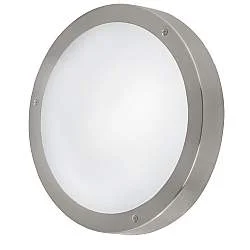 Plafoniera Esterno Moderno Vento 1 Acciaio Argento Vetro Bianco Led