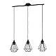 Lampadario A Sospensione Vintage Tarbes Acciaio Nero 3 Luci E27 Regolabile