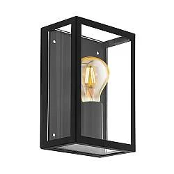 Applique Esterno Contemporanea Alamonte 1 Acciaio Nero Vetro Bianco 1 Luce E27