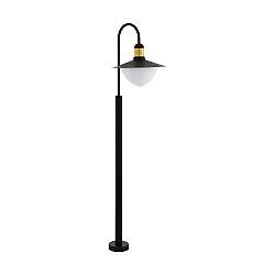 Lampione Esterno Contemporaneo Sirmione Metallo Nero Vetro Bianco 1 Luce E27