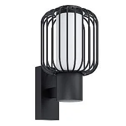 Applique Esterno Contemporanea Ravello Metallo Nero Policarbonato Bianco E27