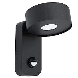 Applique Esterno Moderna Palosco Metallo Nero Policarbonato Trasp Led