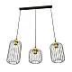 Sospensione Minimal Industrial Donar 3 Luci Lineari Nera E Oro
