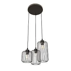 Sospensione Minimal Industrial Donar 3 Luci Tonda Nera