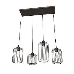 Sospensione Minimal Industrial Donar 4 Luci Lineari Nera