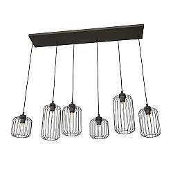 Sospensione Minimal Industrial Donar 6 Luci Lineari Nera
