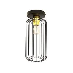 Plafoniera Minimal Industrial Njoror 1 Luce Nera E Oro