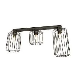 Plafoniera Minimal Industrial Njoror 3 Luci Lineari Nera