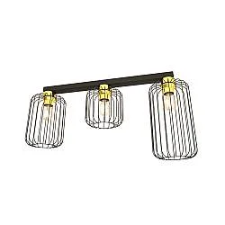 Plafoniera Minimal Industrial Njoror 3 Luci Lineari Nera E Oro