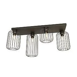 Plafoniera Minimal Industrial Njoror 4 Luci Lineari Nera