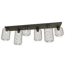 Plafoniera Minimal Industrial Njoror 6 Luci Lineari Nera