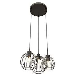 Sospensione Minimal Industrial Euryphaessa 3 Luci Tonda Nera