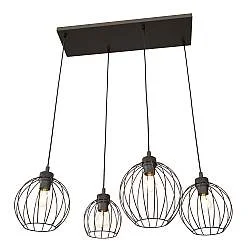Sospensione Minimal Industrial Euryphaessa 4 Luci Lineari Nera